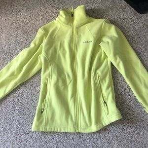 yellow full zip columbia jacket